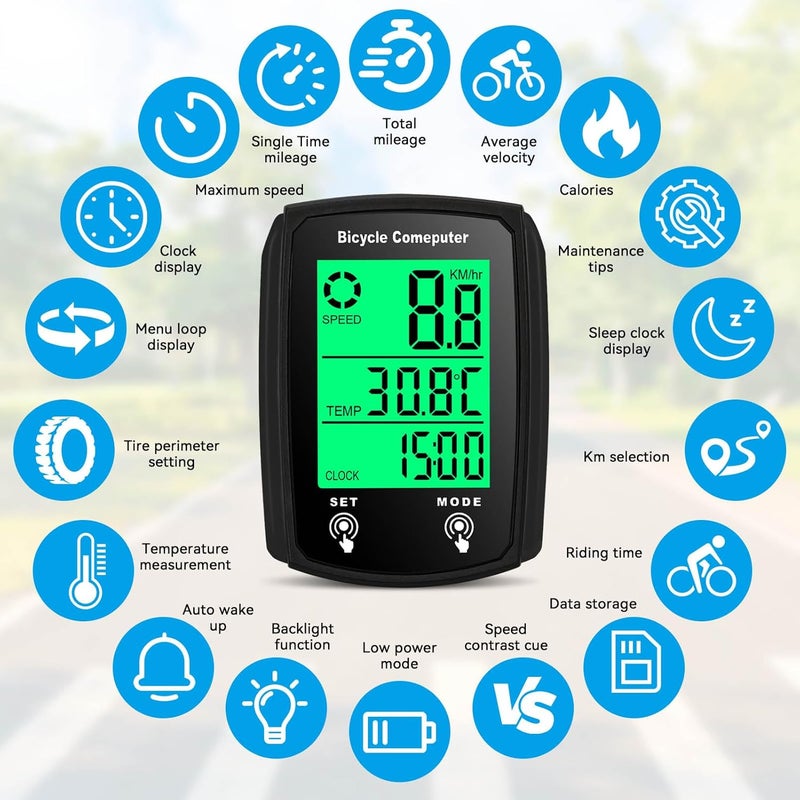 Frdhee Bike Computer Wired, Bicycle Odometer Wired MPH KM/H Bike Speedometer Waterproof Bike Odometer with Touch Sensor Switch, Big Digital LCD Screen, Automatic Wake-up - Image 4